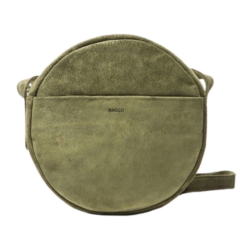 BAGGU Olive Green Genuine Suede Circle
Crossbody Bag